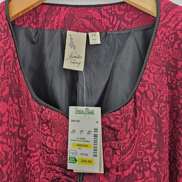 Vintage Lavender & Honey Dressy Jacket 3X Dark Red Textured Y2K Whimsigoth NEW - Picture 5 of 14